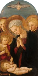 Madonna adorando al Niño Jesús, con San Juan Bautista y Ángeles, c.1480-1500